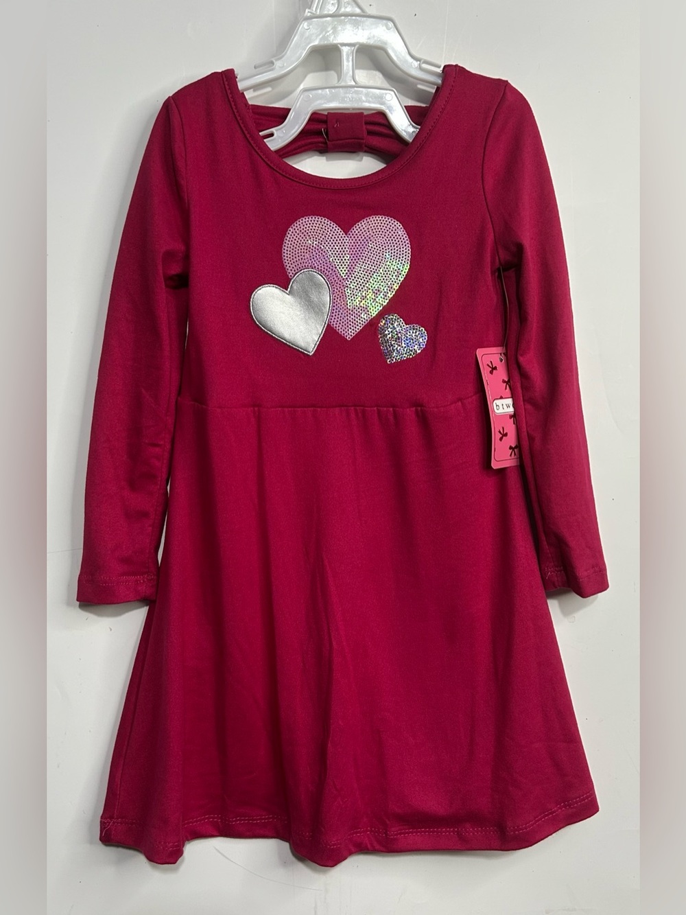 5 for $25🔥Btween Hot Pink Heart Long Sleeve Dress 2T- NWT